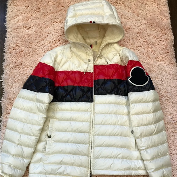 Moncler Jackets \u0026 Coats | Mens Moncler Down Jacket Size 4 | Color: Cream/Red | Size: 4 | Nbrassilia's Closet